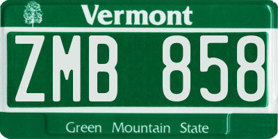 VT license plate ZMB858
