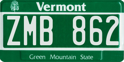 VT license plate ZMB862