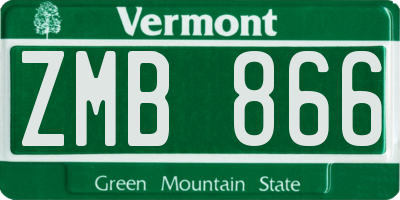VT license plate ZMB866