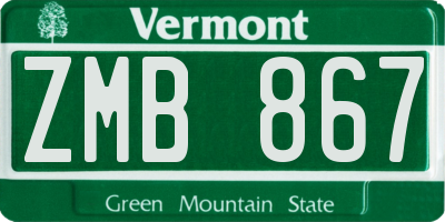 VT license plate ZMB867