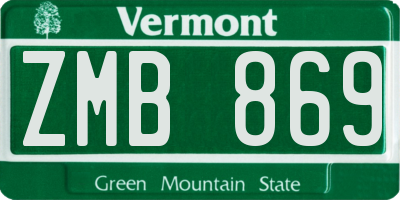 VT license plate ZMB869