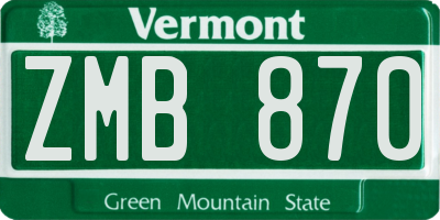 VT license plate ZMB870