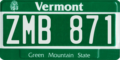 VT license plate ZMB871