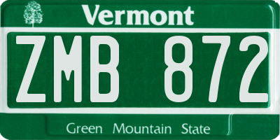 VT license plate ZMB872