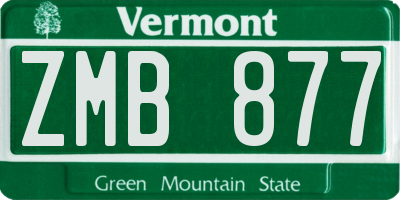 VT license plate ZMB877