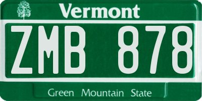 VT license plate ZMB878