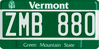 VT license plate ZMB880