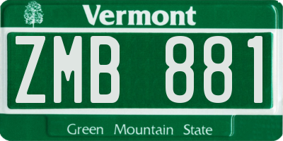 VT license plate ZMB881