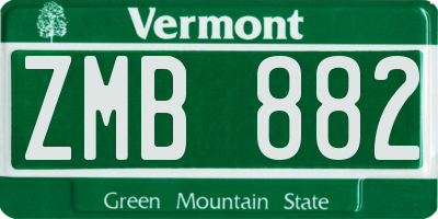 VT license plate ZMB882