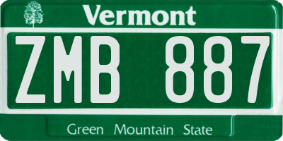 VT license plate ZMB887