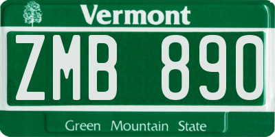 VT license plate ZMB890