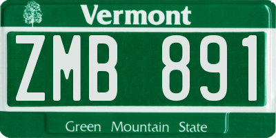 VT license plate ZMB891