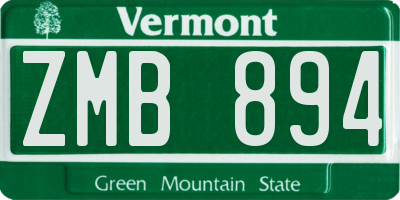 VT license plate ZMB894