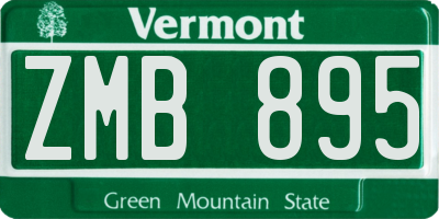 VT license plate ZMB895