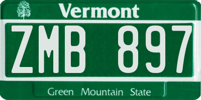 VT license plate ZMB897