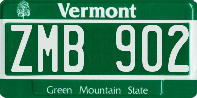 VT license plate ZMB902
