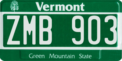 VT license plate ZMB903