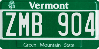 VT license plate ZMB904