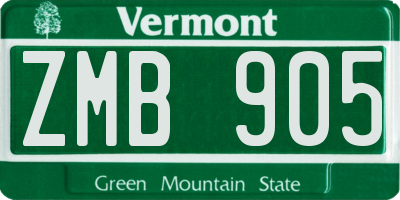 VT license plate ZMB905