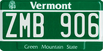 VT license plate ZMB906