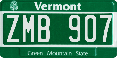 VT license plate ZMB907
