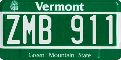 VT license plate ZMB911