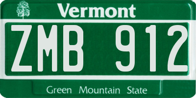 VT license plate ZMB912