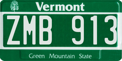 VT license plate ZMB913