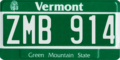 VT license plate ZMB914