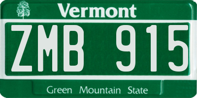 VT license plate ZMB915
