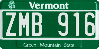 VT license plate ZMB916