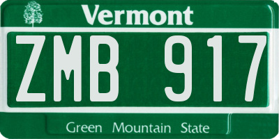 VT license plate ZMB917