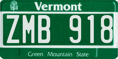 VT license plate ZMB918