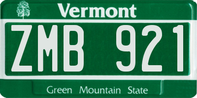 VT license plate ZMB921