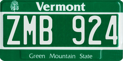 VT license plate ZMB924