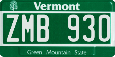 VT license plate ZMB930