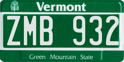 VT license plate ZMB932