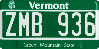 VT license plate ZMB936