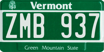 VT license plate ZMB937