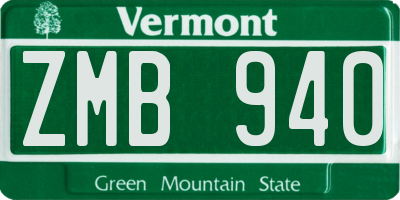 VT license plate ZMB940