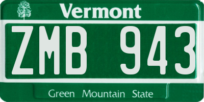VT license plate ZMB943