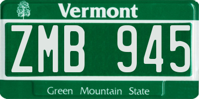 VT license plate ZMB945