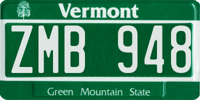 VT license plate ZMB948