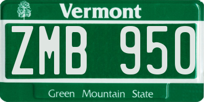 VT license plate ZMB950