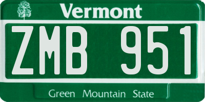 VT license plate ZMB951