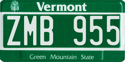 VT license plate ZMB955