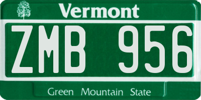 VT license plate ZMB956