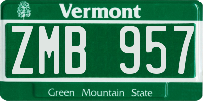 VT license plate ZMB957