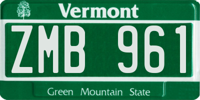 VT license plate ZMB961