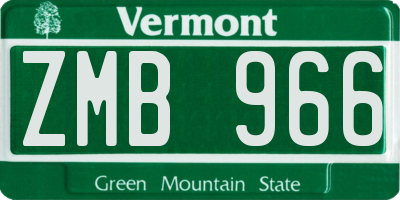 VT license plate ZMB966